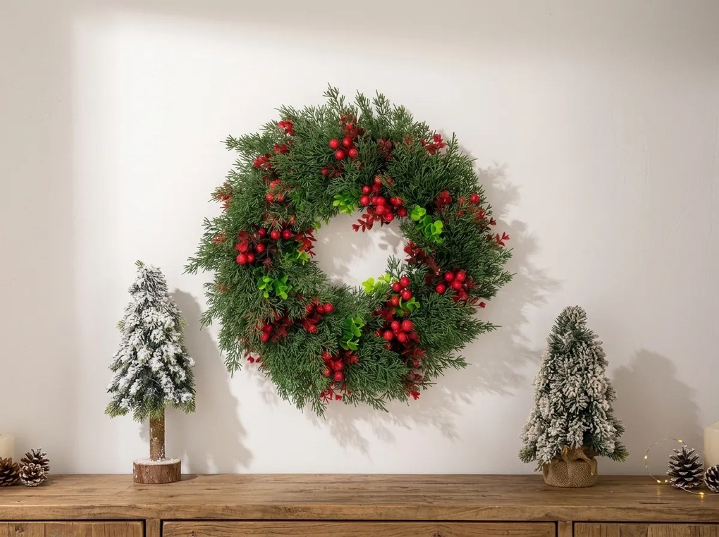 Coronita de Advent pentru usa RED BERRIES Ø 35 cm, verde/rosu