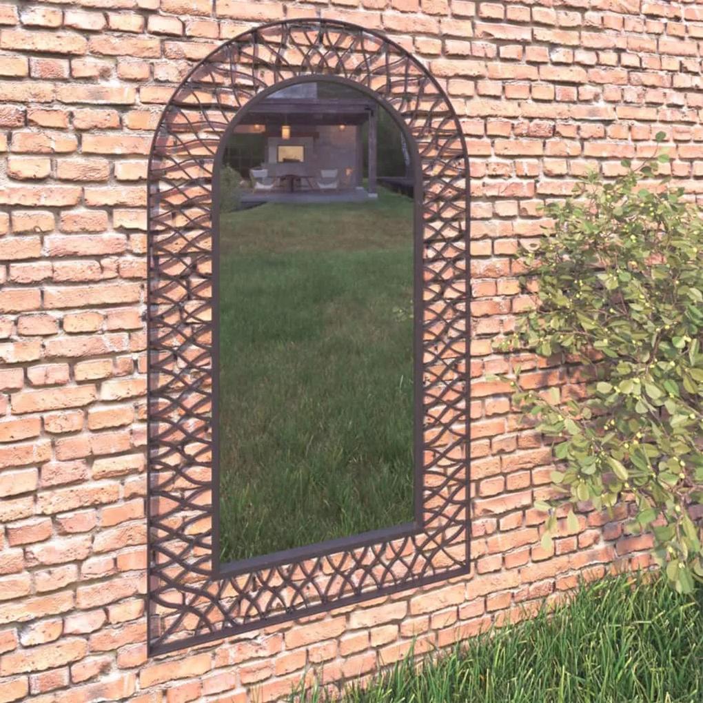vidaXL Oglindă de perete de grădină, negru, 60 x 110 cm, arcuită