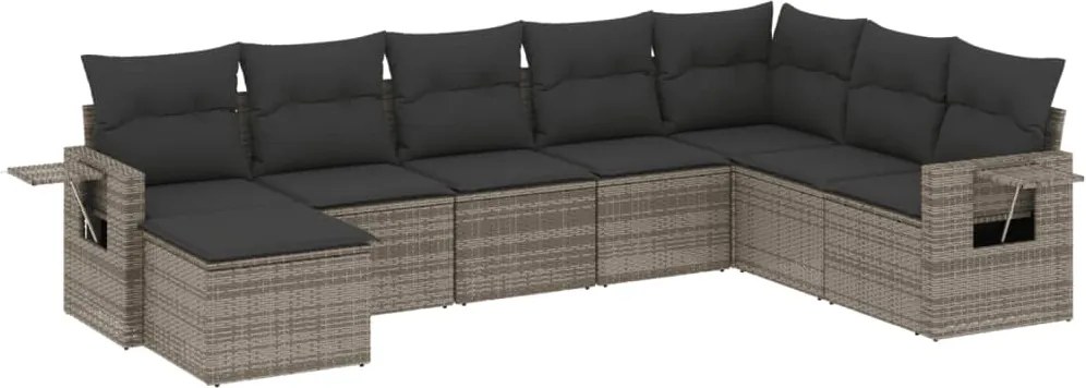 vidaXL Set canapele de grădină cu perne, 8 piese, gri, poliratan