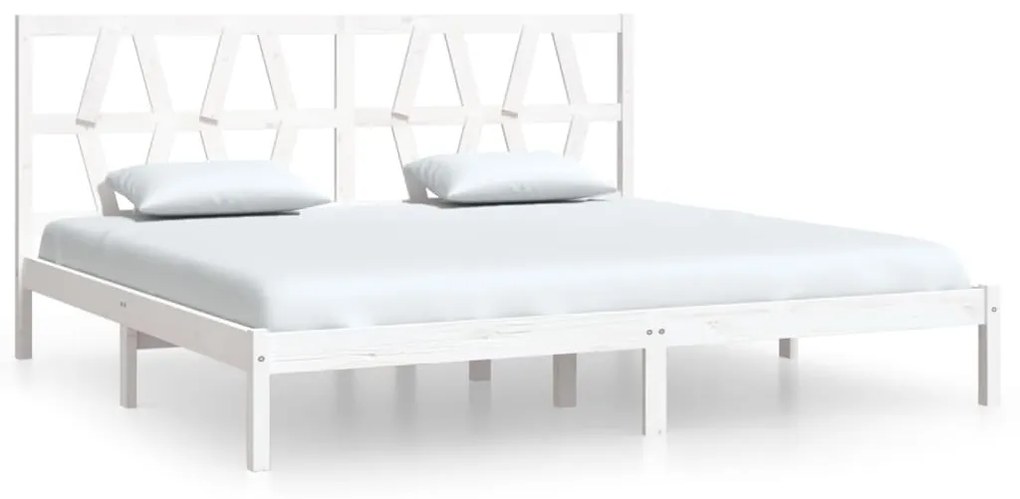3104019 vidaXL Cadru de pat, alb, 200x200 cm, lemn masiv de pin