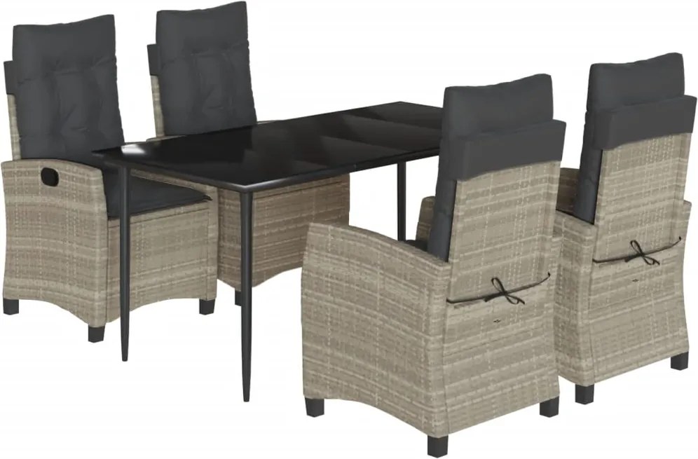 vidaXL Set mobilier de grădină cu perne, 5 piese gri deschis poliratan