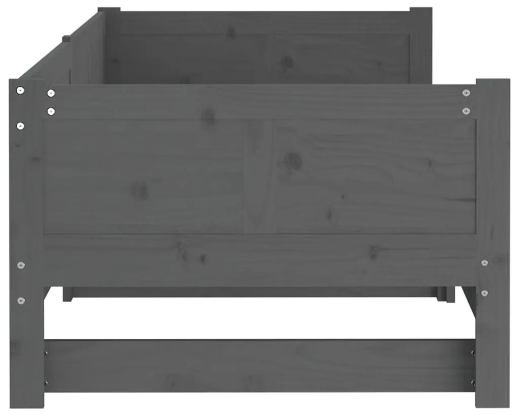 Pat extensibil de zi, gri, 2x(90x200) cm, lemn masiv de pin Gri, 90 x 200 cm
