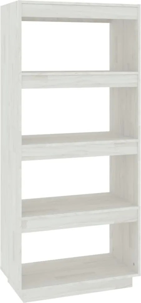 vidaXL Bibliotecă/Separator cameră, alb, 60x35x135 cm, lemn masiv pin