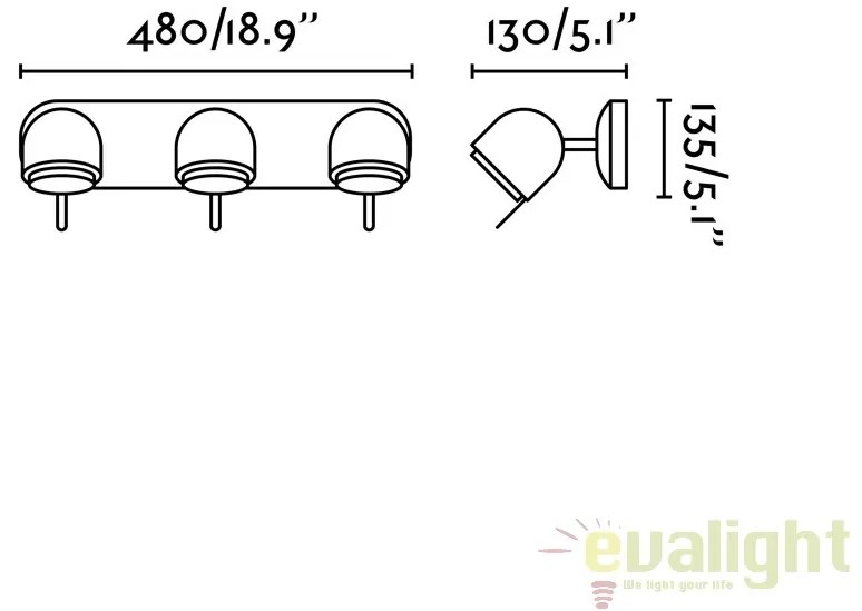 Aplica perete cu 3 spoturi directionabile STONE-3 gri 43502