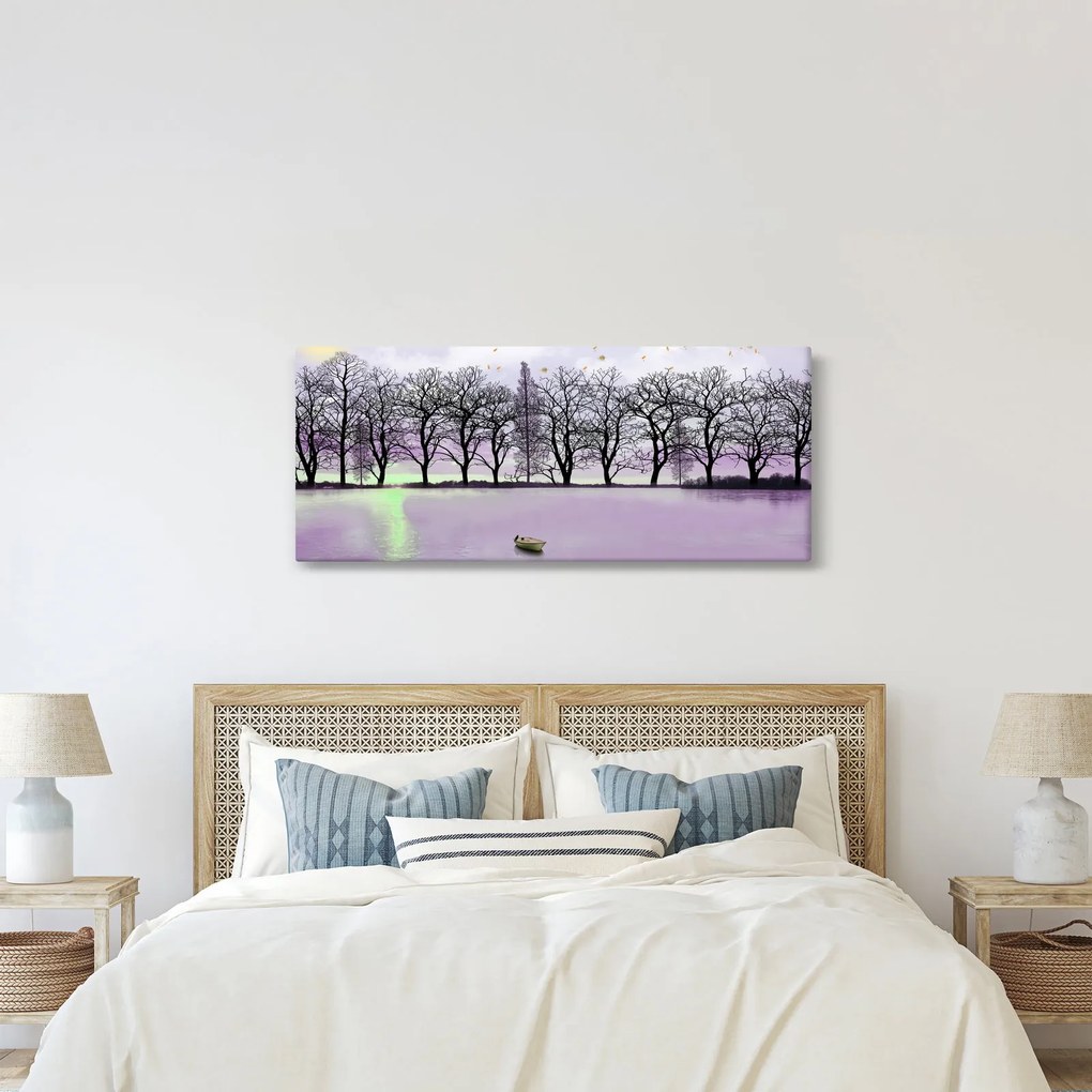 Tablou - Barcă pe lac (120x50 cm)