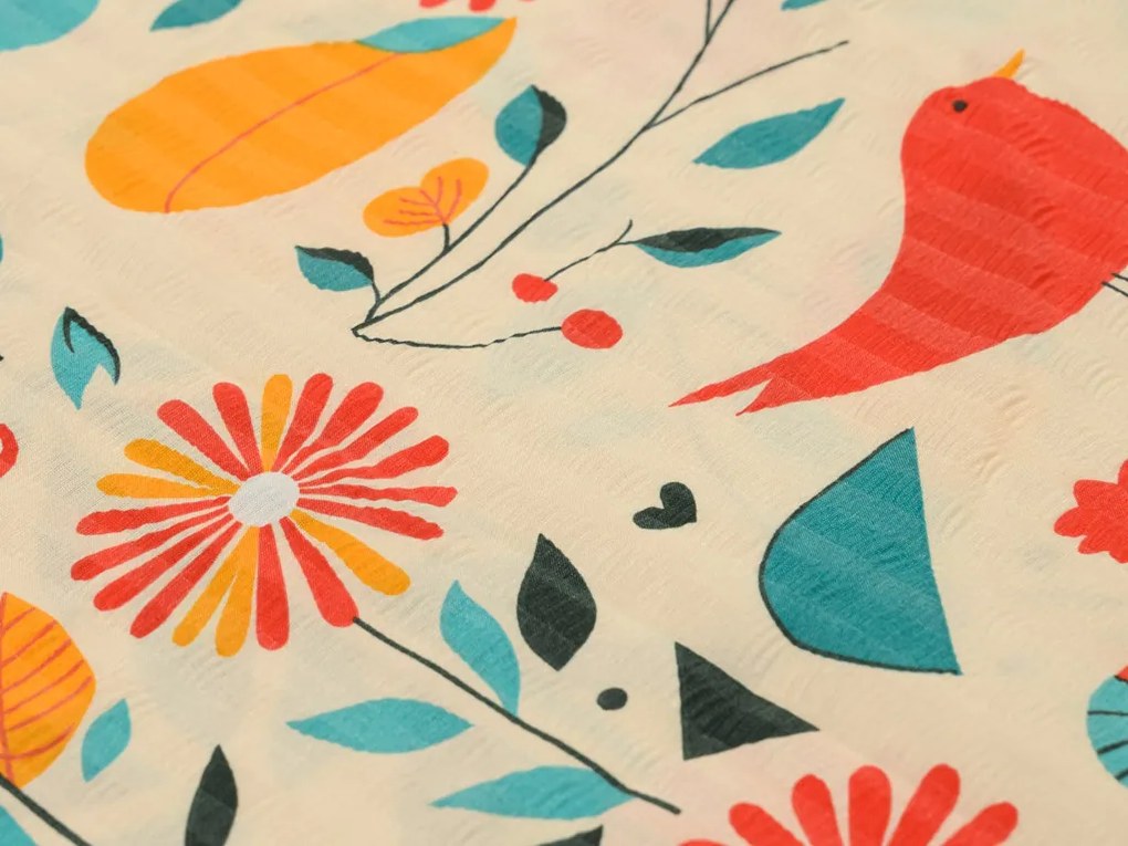 Lenjerie de pat din crep RETRO BIRD colorata Dimensiune lenjerie de pat: 70 x 90 cm | 140 x 200 cm