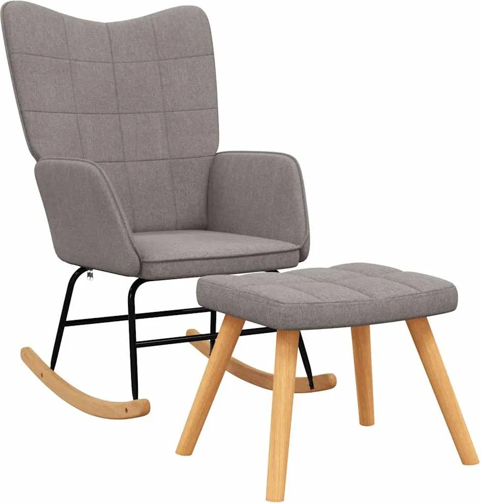vidaXL Scaun balansoar cu taburet, gri taupe, textil