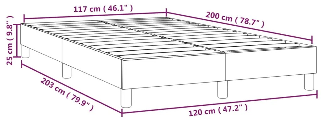 Cadru de pat box spring, crem, 120x200 cm, textil Crem, 25 cm, 120 x 200 cm