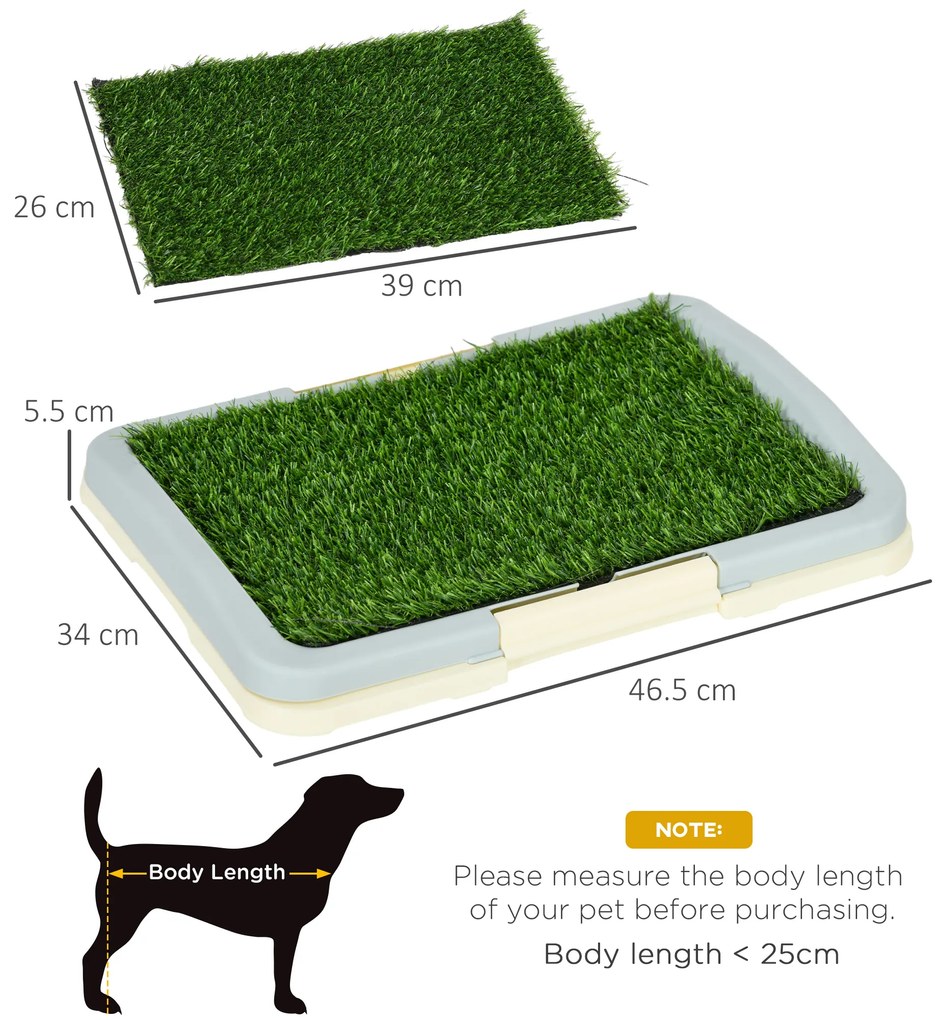 PawHut Toaletă pentru câini litieră cu covor de gazon artificial tavă și grilaj 46,5 x 34 cm | Aosom Romania