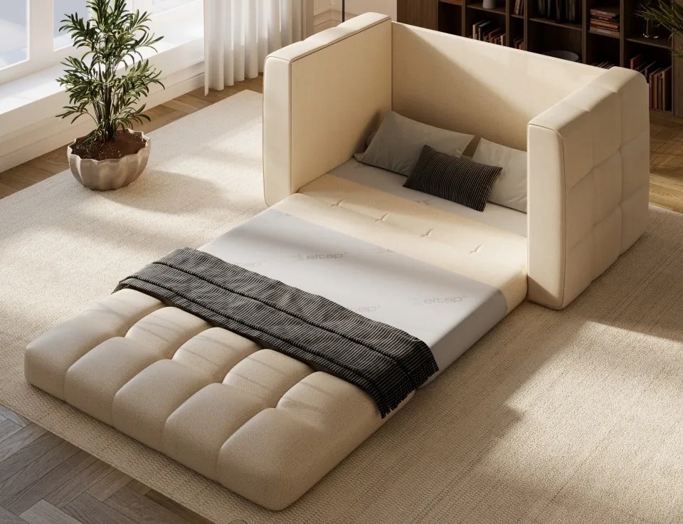 Canapea Kastol , light beige plush extensibil, 137x71x74 cm – Avexin 18