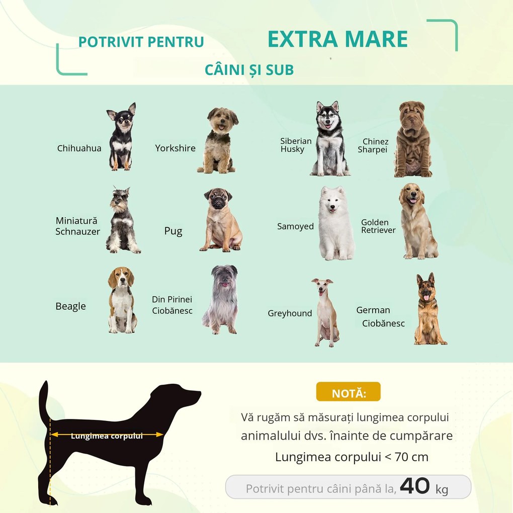 PawHut Saltea pliabila pentru caini, spatii interioare si exterioare, material care permite trecerea aerului, 130x90x20cm, pana la 32kg