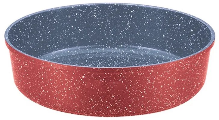 Tava de copt rotunda Oliver Voltz OV54322B28, 28x7 cm, Acoperire ceramica-marmura, Rosu