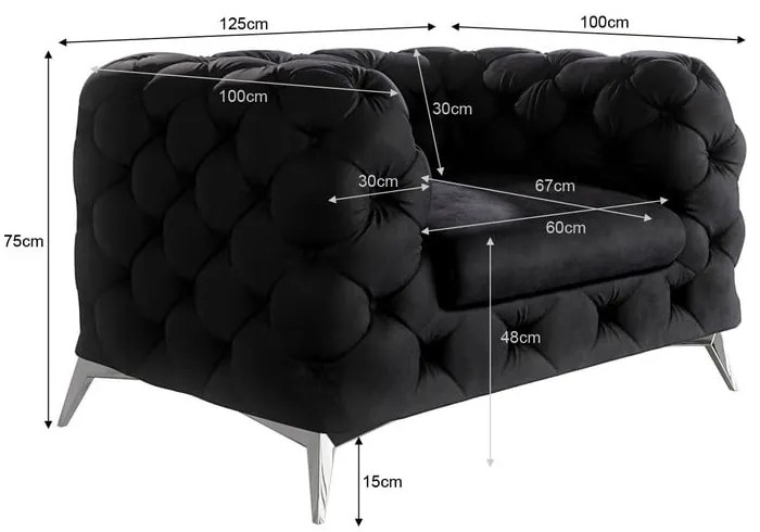 Fotoliu negru cu tapițerie din catifea Chelsea – Ropez