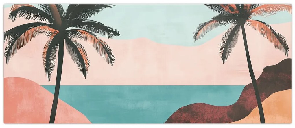 Tablou - Palmieri la mare (120x50 cm)