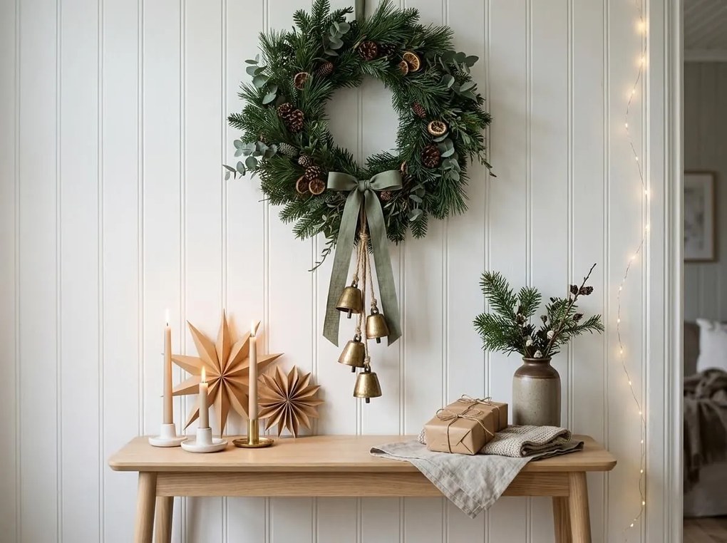 Decoratiune de Craciun pentru agatat GOLDEN BELLS 35 cm, aurie