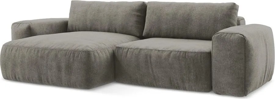 Colțar gri extensibil cu tapițerie din chenille (cu colț pe partea stângă/cu șezlong) Kuki – Makamii