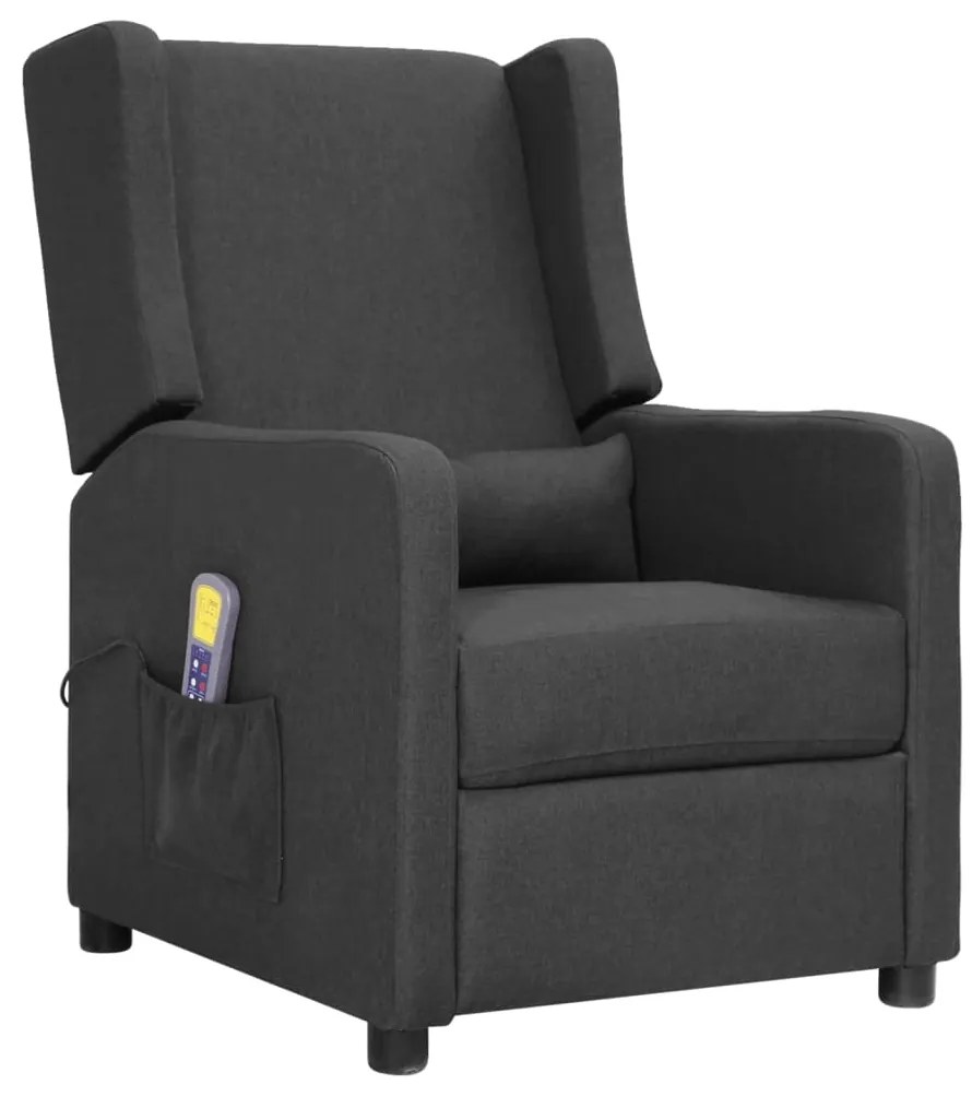3093386 vidaXL Fotoliu de masaj cu ridicare, gri închis, textil