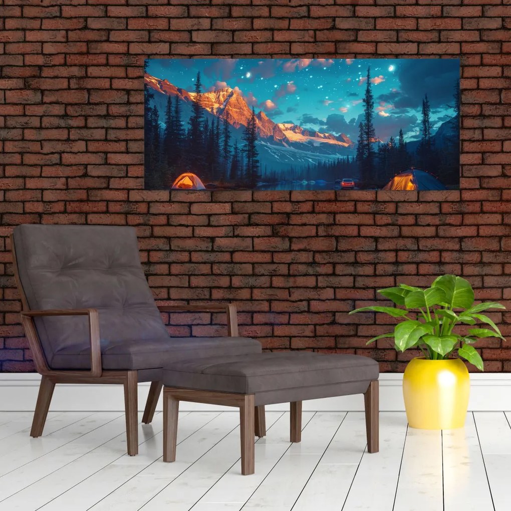 Tablou - Camping în munți (120x50 cm)