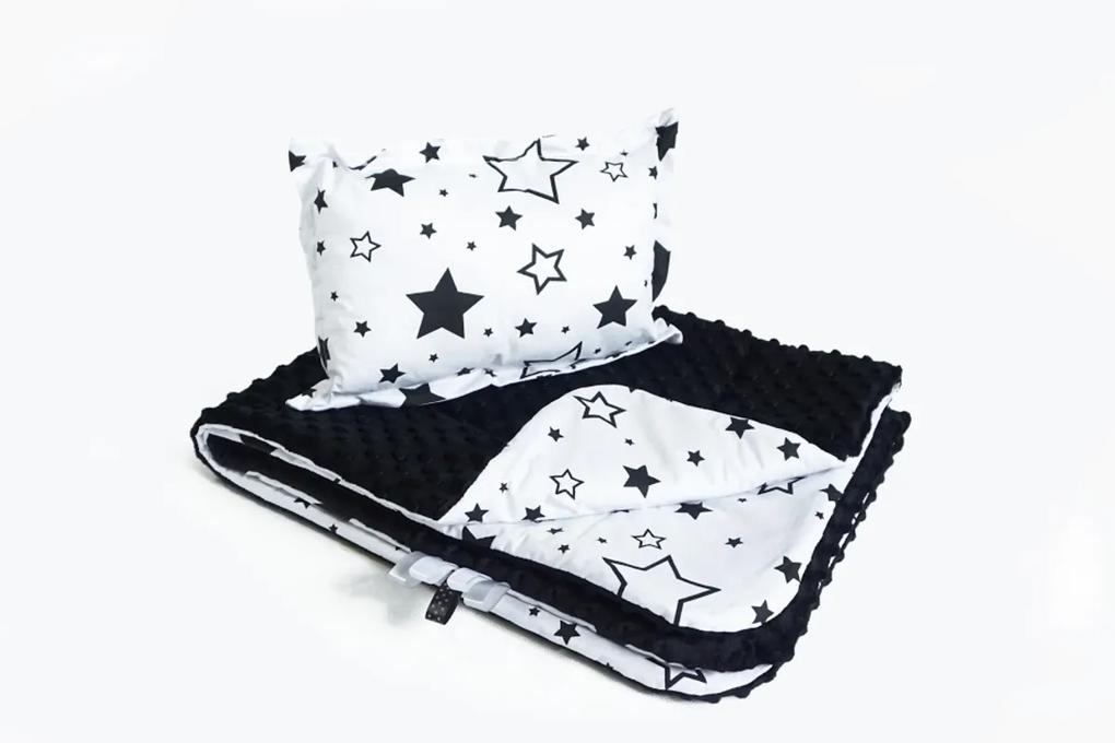 Set 2 buc cărucior clasic microfibră Baby Nellys - little stars, microfibră negru