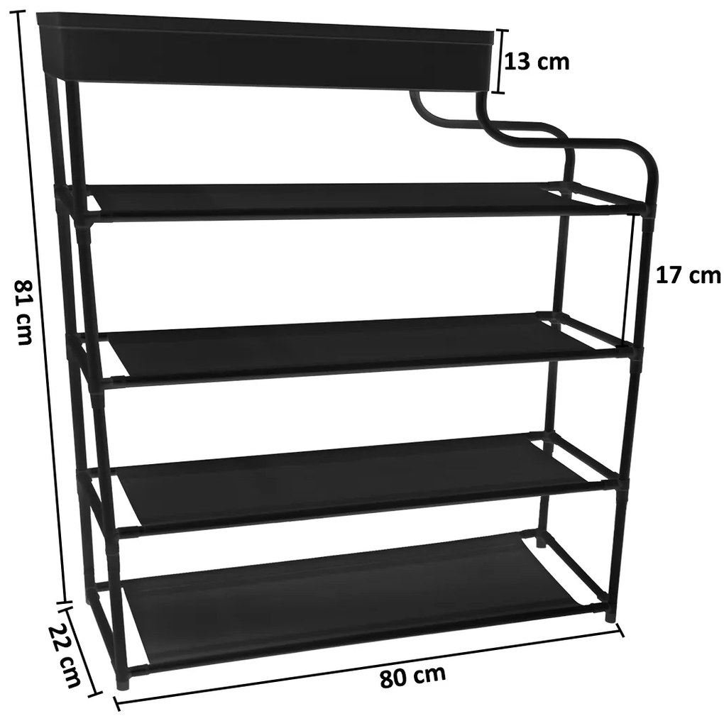 Pantofar, Naimeed D5549, raft incaltaminte, polita multifunctionala, 81 x 22 x 80 cm, negru