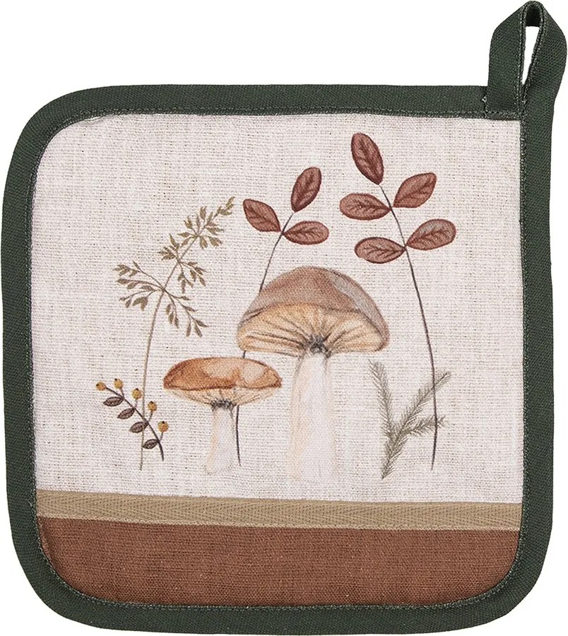 Suport termic, potholder, bej, din bumbac 20x20 cm, Mushrooms