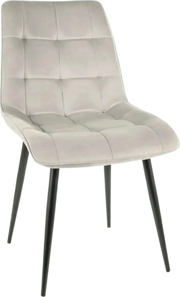Scaun CHIC, gri deschis/negru, stofa catifelata/metal, 50x58x88 cm