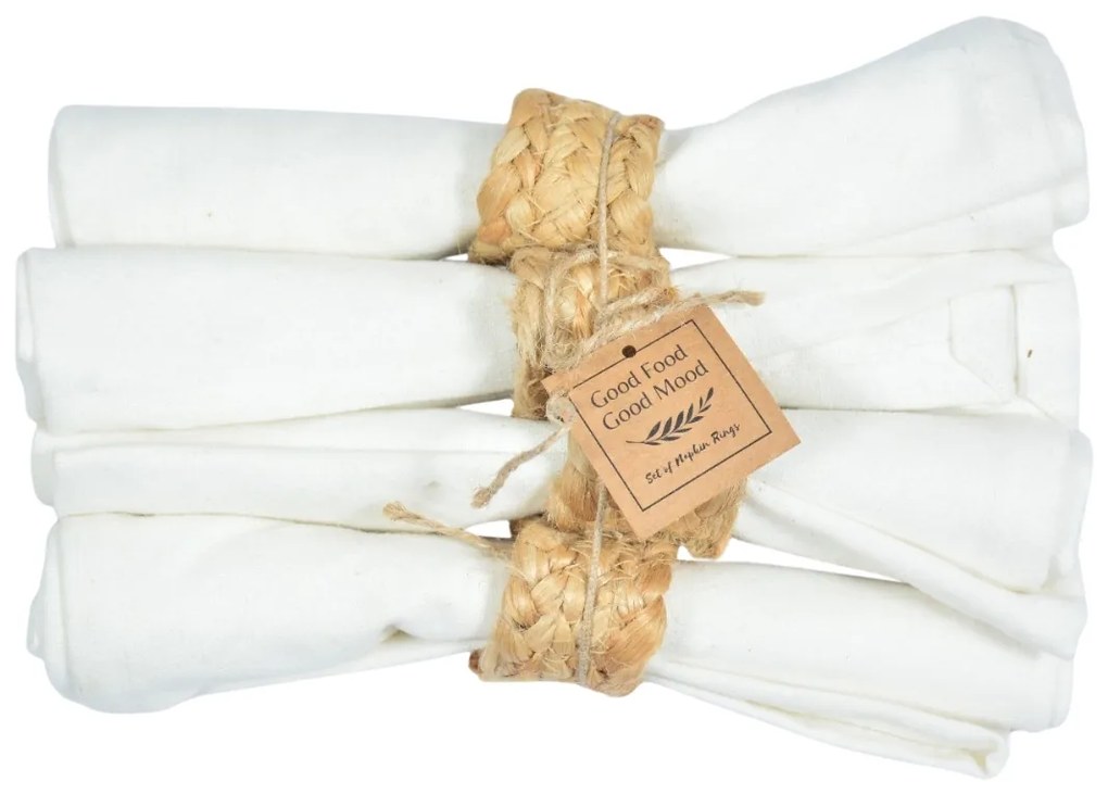 Set 4 buc servetele cu inel de iuta DINNER 40x40 cm, crem