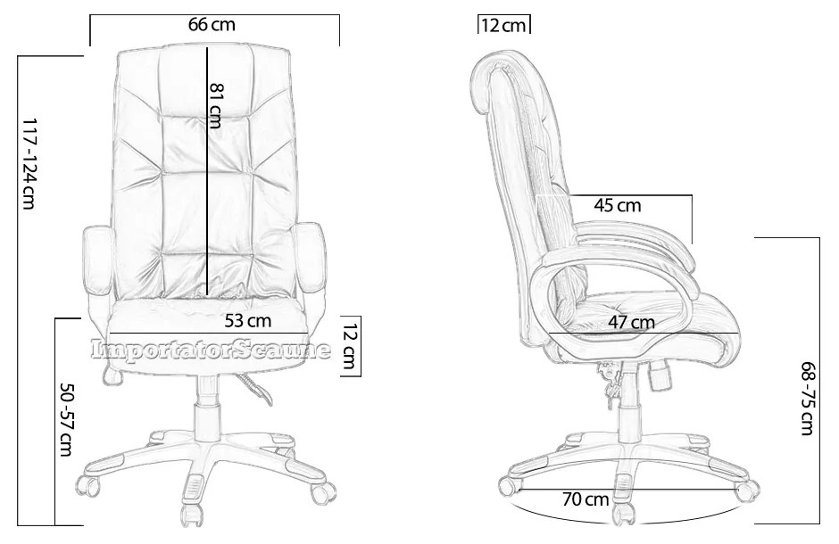 Scaun directorial piele ecologica OFF 315 negru