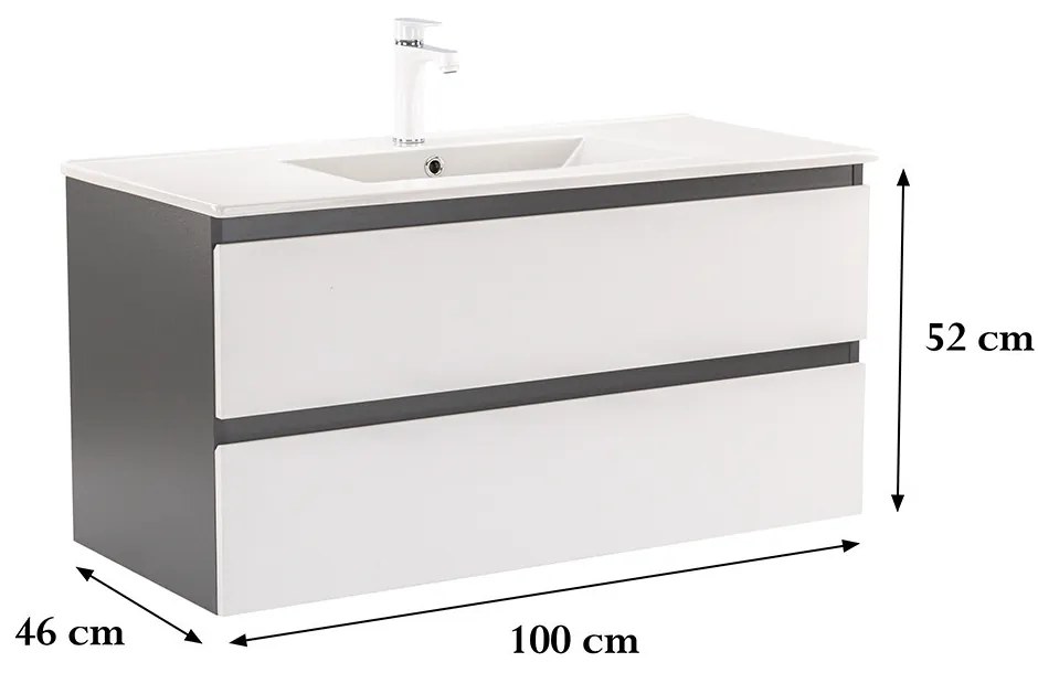 Dulap inferior Vario Forte 100 cu lavoar antracit-alb