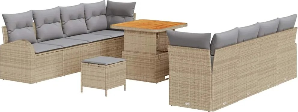vidaXL Set de canapele pentru grădină 11 pcs Beige și gri deschis