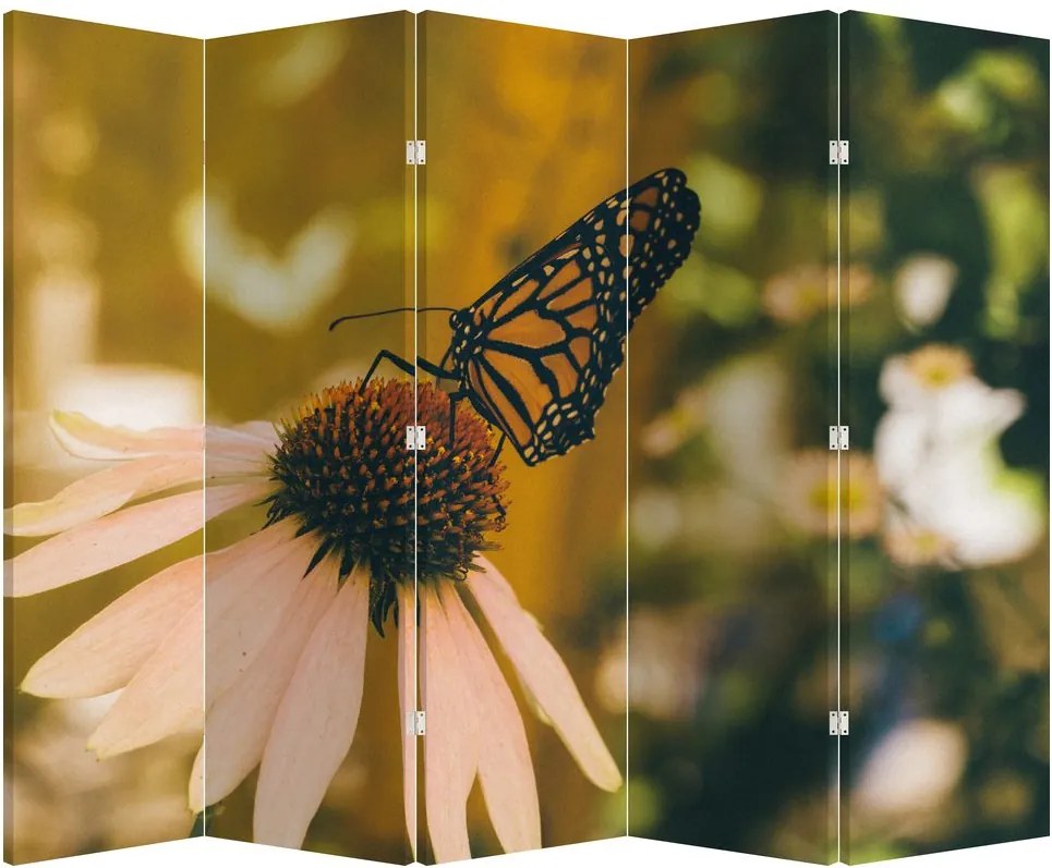 Paravan - Fluture pe floare (210x170 cm)