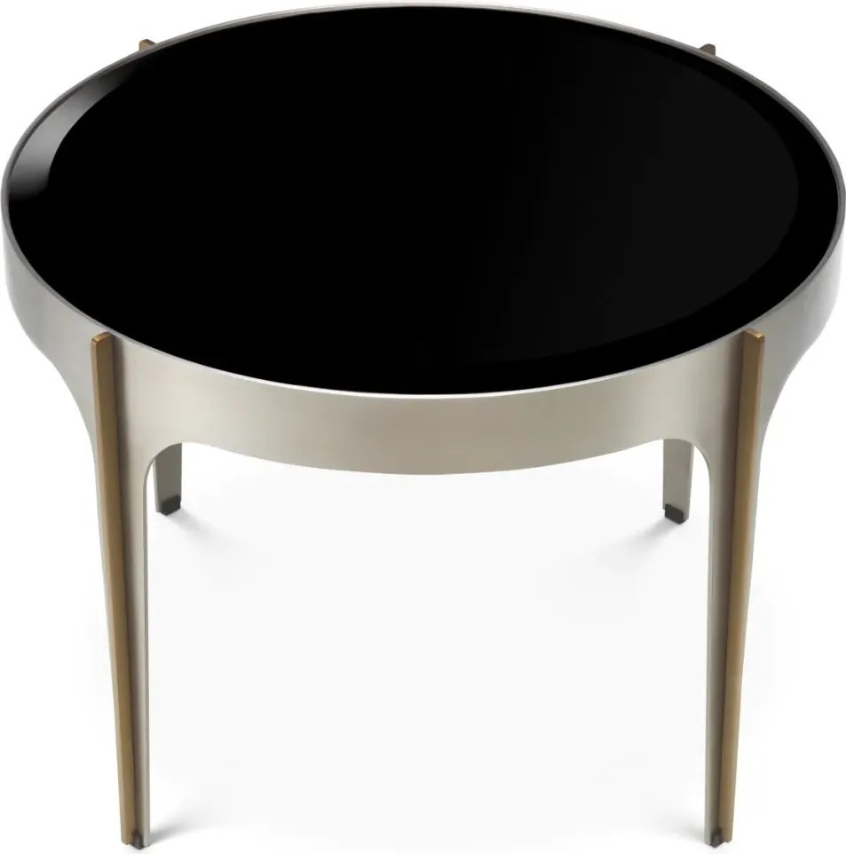 Masuta Laterala Design LUX, Otel, Sticla, Negru, Artemisa