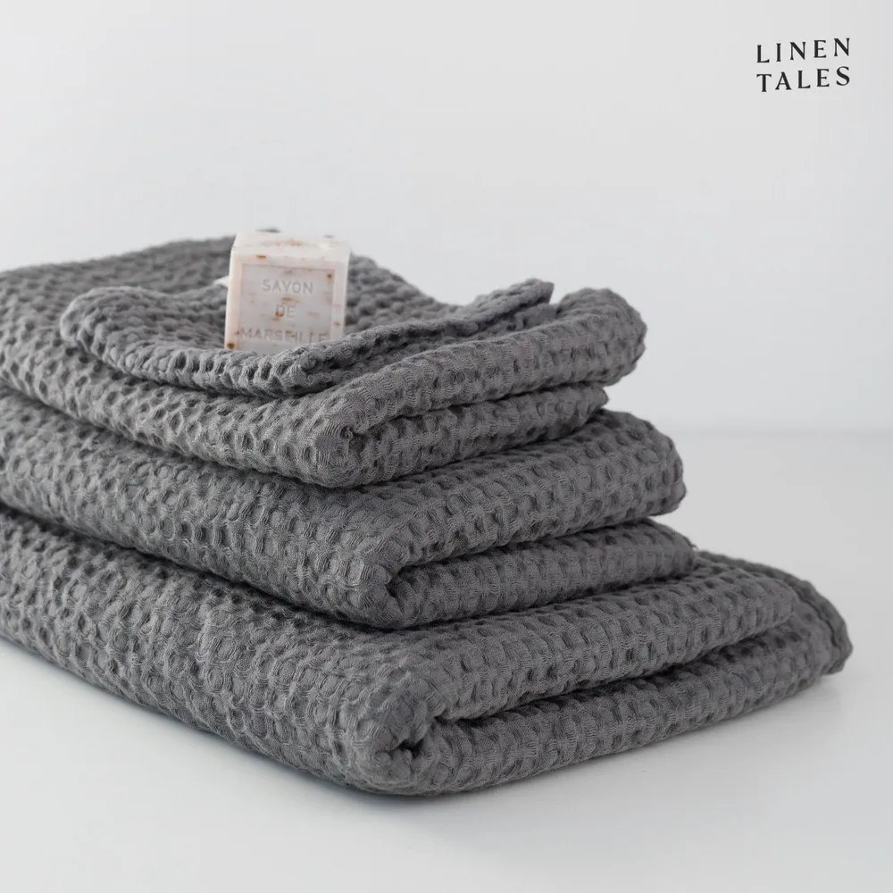 Prosoape de baie gri-închis 3 buc. Honeycomb – Linen Tales