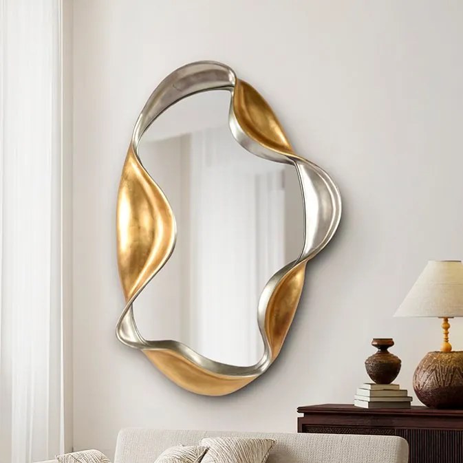 Oglinda de perete decorativa Loren auriu/ argintiu