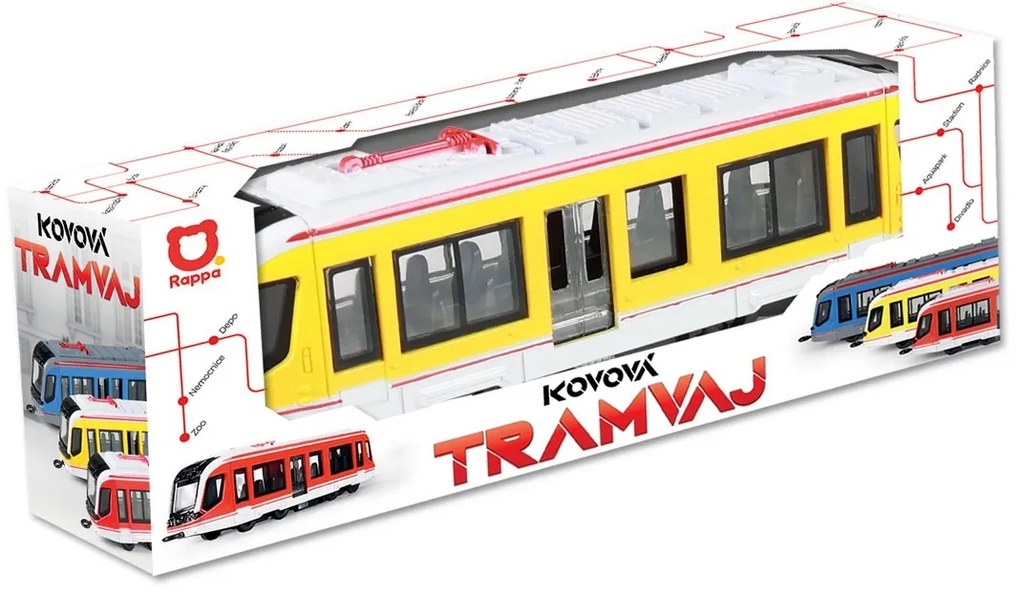Tramvai din metal Rappa galben, 20 cm