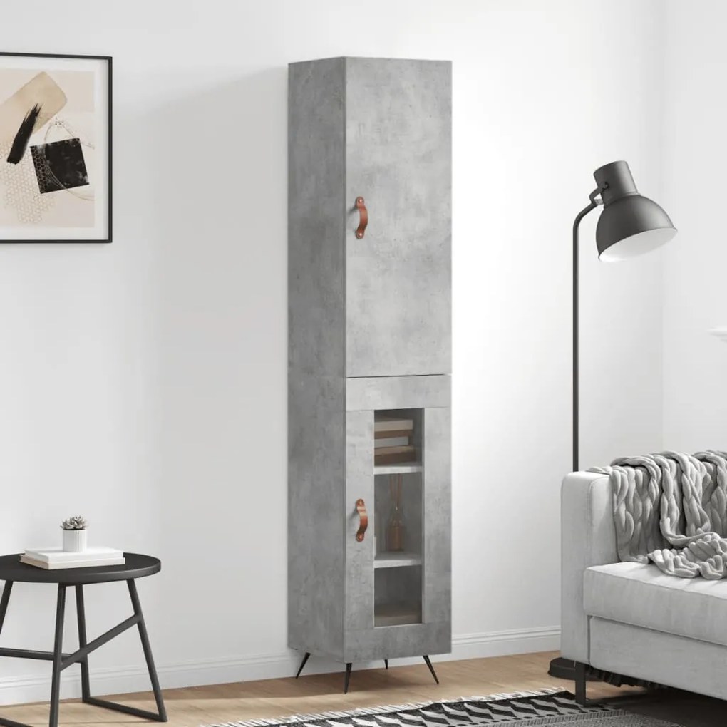 vidaXL Dulap înalt, gri beton, 34,5x34x180 cm, lemn prelucrat