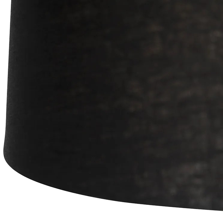 Lampă suspendată neagră cu abajururi din in negre 35 cm 2 lumini - Blitz