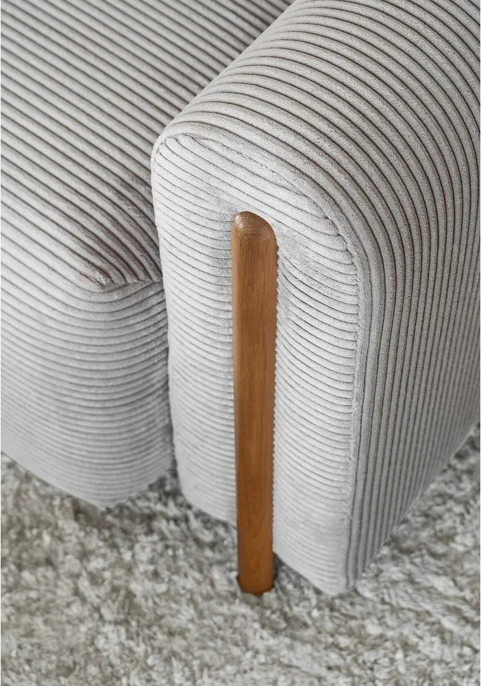 Canapea gri deschis extensibilă/cu spațiu de depozitare cu tapițerie din catifea reiată 244 cm Arcadova – ELTAP