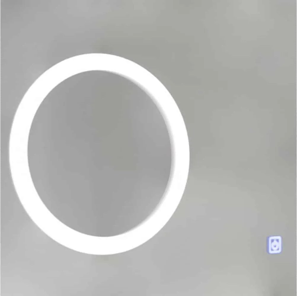 Oglindă lemn masiv cu Ceas Iluminare LED si Lupa Touch 80x60cm / 100x70cm - 80x60cm