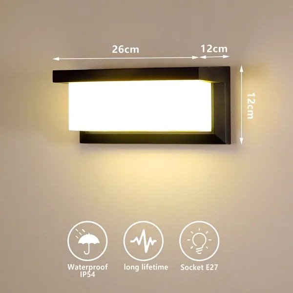 Brilagi - Aplica de exterior LED RGBW BRICKY, 1xE27/9W/230V, negru, IP54