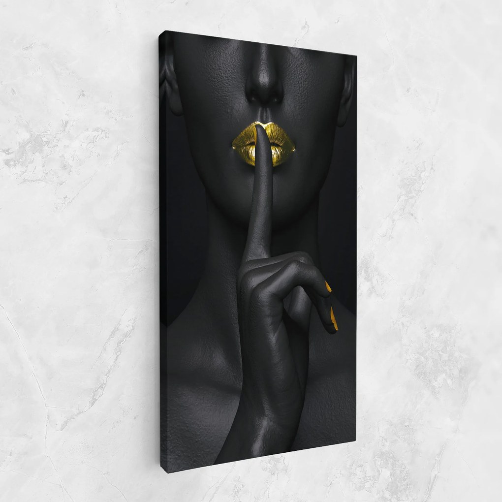 Tablou Canvas, 40x80cm, Dormitor si Living, Femei, Lips, Silence Lips Portrait