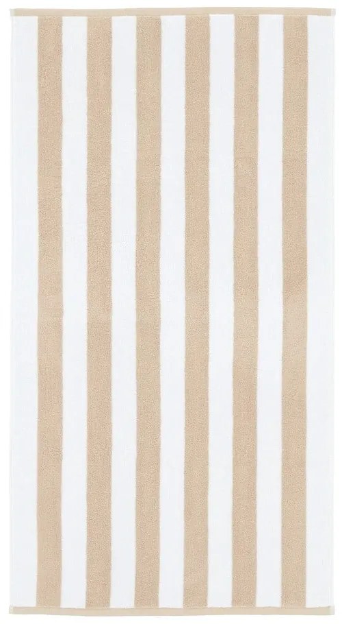 Prosop alb/bej din bumbac 50x85 cm Stripe Jacquard – Bianca