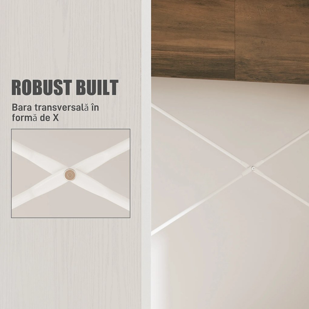 HOMCOM Birou PC pentru Studiu cu Blat Înălțat și 2 Rafturi, 110x50x102.6 cm, Alb și Maro Nuc | Aosom Romania