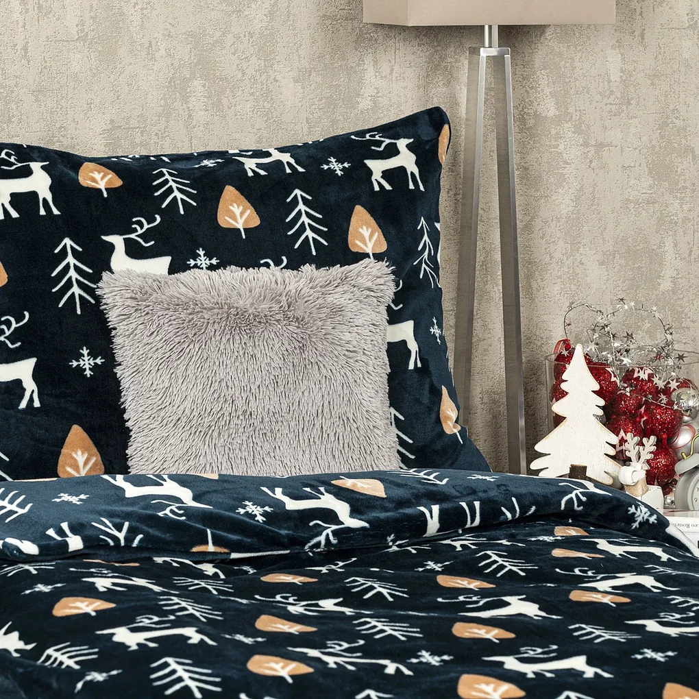 Lenjerie pat 1 pers. 4Home Nordic Deer microflanel, 140 x 220 cm, 70 x 90 cm