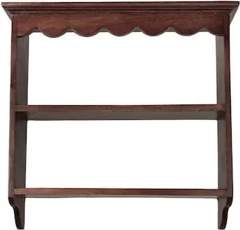 Etajeră de perete din lemn de mango maro, cu forme decorative ondulate, 40 × 38 × 12 cm, „Sigurd"