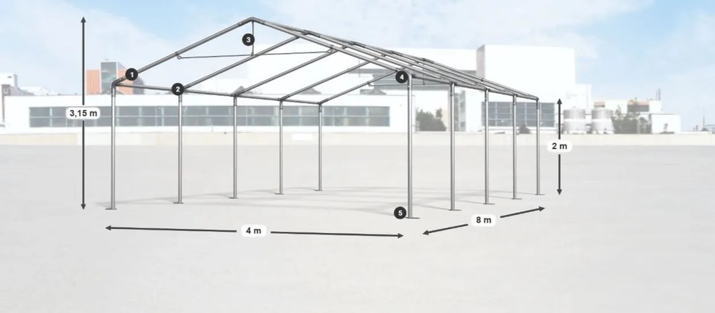 Hală de depozitare/garaj 4x8x2m Comfort PVC 560g