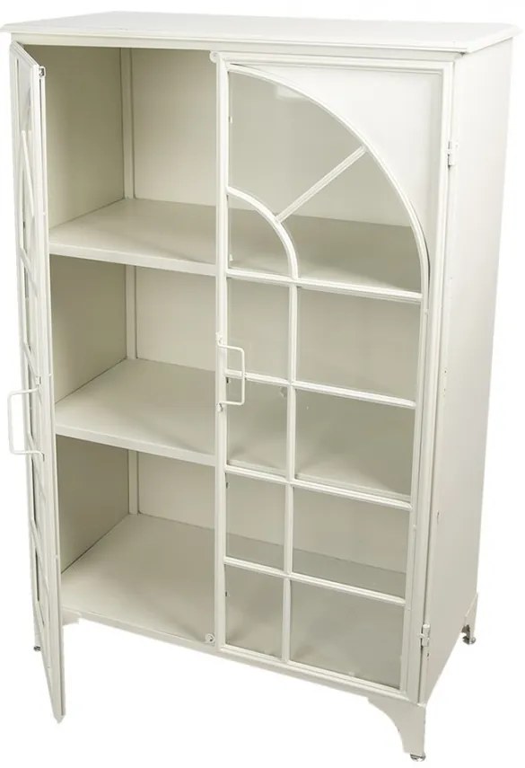 Vitrina alba, din metal, aspect vintage, Arcade
