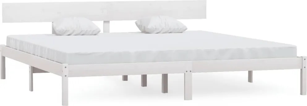 vidaXL Cadru de pat Super King, alb, 180x200 cm, lemn masiv de pin