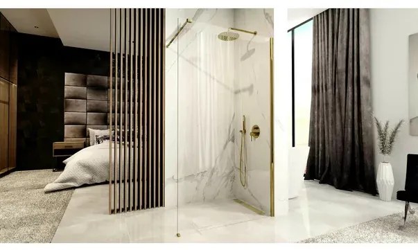 Paravan de dus tip Walk-in Rea Aero 120x195 cm profil auriu