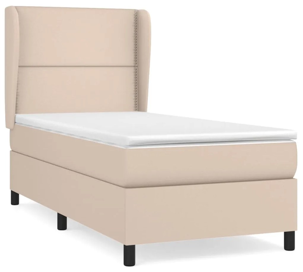 3128960 vidaXL Pat box spring cu saltea, cappuccino, 100x200cm piele ecologică